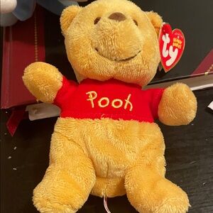 Ty Plush Winnie the Pooh - Golden Yellow and Bright Red